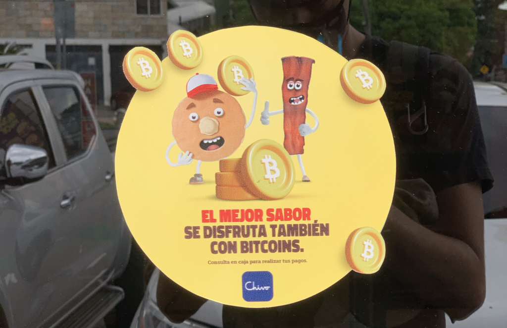 Denny's Entrance with Bitcoin Sign
